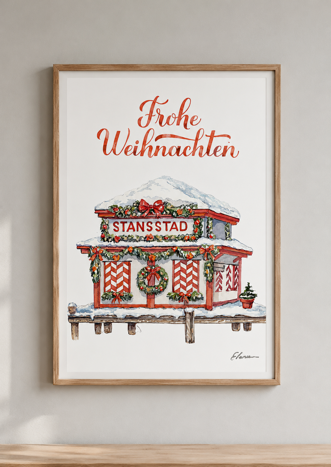 Kunstdruck Stansstad im winterlichen Interieur